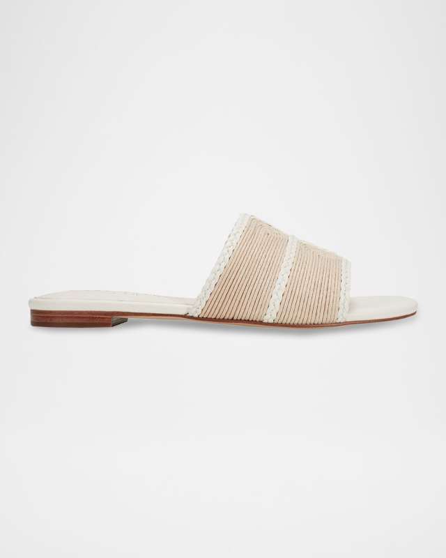Bicolor Woven Flat Slide Sandals